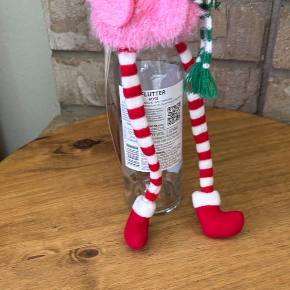 Festive Pink Christmas Flamingo Wine Cover 16" by St. Nicholas Square NEW - Picture 6 of 13